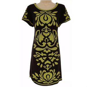 INC EMBROIDERED KNIT SHIFT DRESS